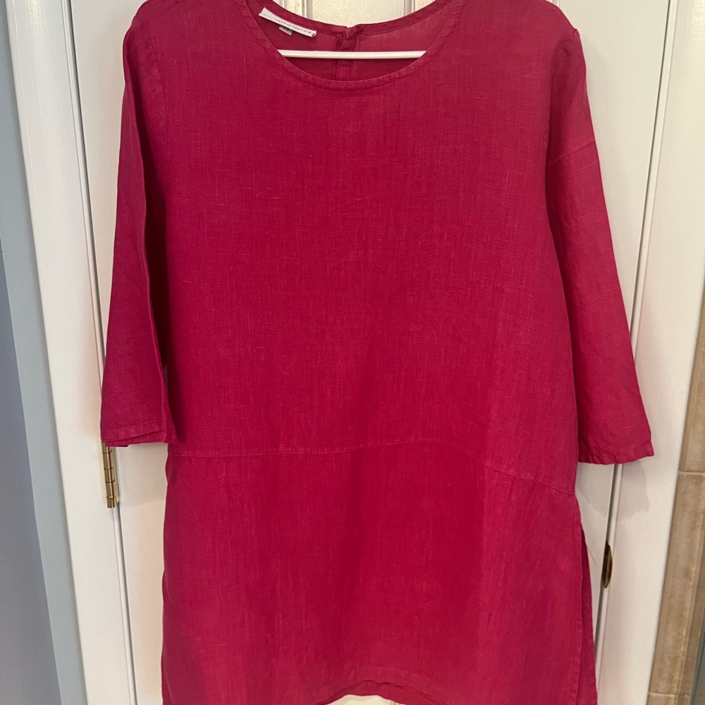 Bryn Walker Women's Pink 100% Linen Tunic Top